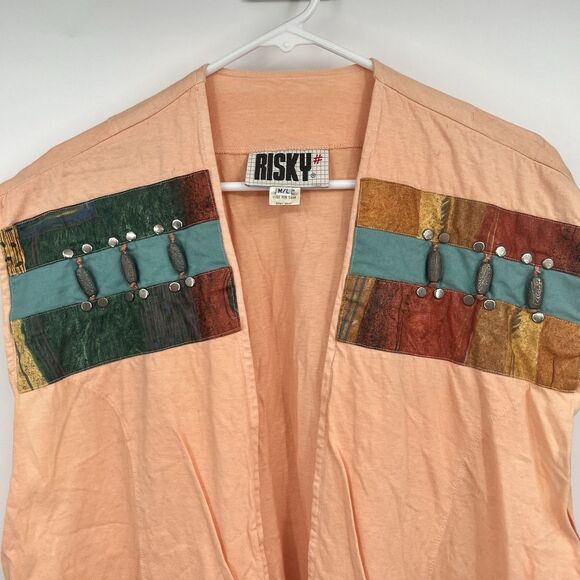 VTG Risky Tunic Vest Southwestern Art To Wear Boho Hippie M/L USA - Picture 12 of 13